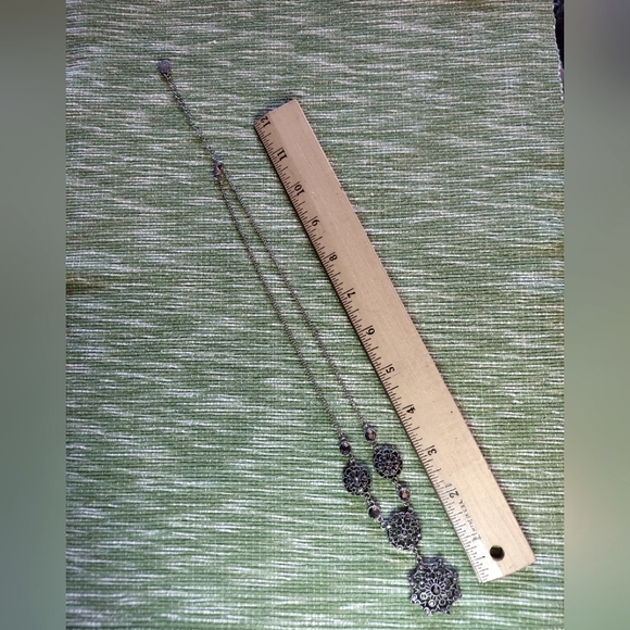 Silver with Grey Stones Necklace - Picture 1 of 4